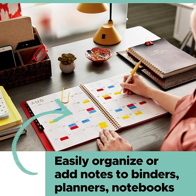 Post-it Flags, 60/On-The-Go Dispenser, .94 in Wide, Alternating Electric Glow Collection (680-EG-ALT)