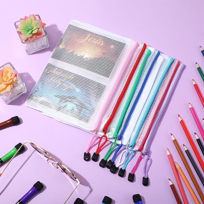 Jetec 32 Pcs Mesh Zipper Bags Toy Storage Bikini Organizer Bag Bolsas Para Guardar Trajes De Baño Waterproof Zipper Reusable Pouch Puzzle Multipurpose for Storage Office(Classic Color,9 x 7 Inch)
