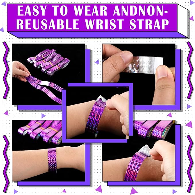 Epakh 600 Pcs Paper Wristbands Neon Wrist Bands Waterproof Handbands for Events Lightweight Concert Wristbands Neon Colored Adhesive Wrist Band for Party