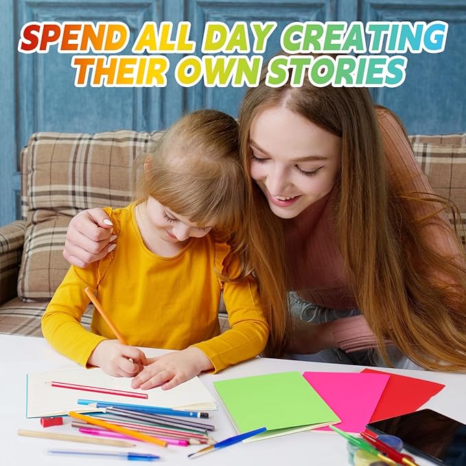 Gueevin 6 Pcs Blank Books for Kids to Write Stories Bulk Composition Notebooks Colorful Soft Cover Notebooks for Drawing Ruled Lined Journals Sketching Kindergarten Easter Gift (Classic Colors)