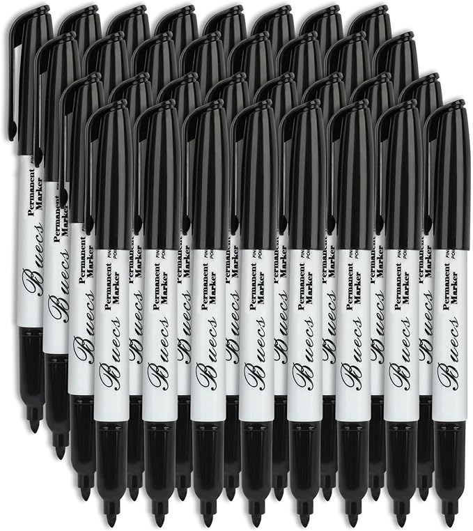 Permanent Markers, 80 Count Black Permanent Markers, Fine Point, Waterproof & Smear Proof Markers, Quick Drying, Office Supplies for School, Office, Home