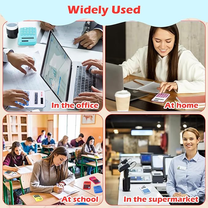 48 Pcs Pocket Calculator,Pocket Size Basic Calculators,8 Digit Display Solar Battery Dual Power Desktop Calculators,Mini Calculator for Students,Home,Office, 3 Styles