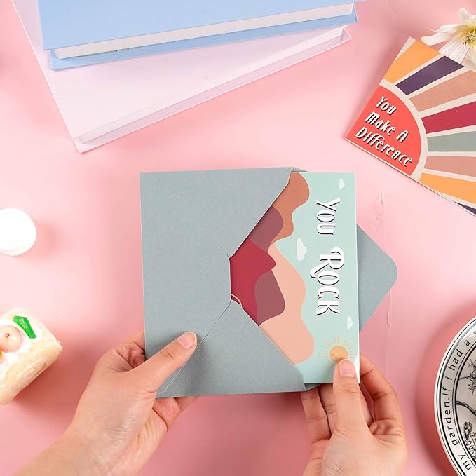 24 Pack Employee Appreciation Cards with Envelopes and Stickers, 6x4in Thank You Cards for Coworkers Recognition, Promotion, Work Anniversary Blank Inside, 6 Boho Designs