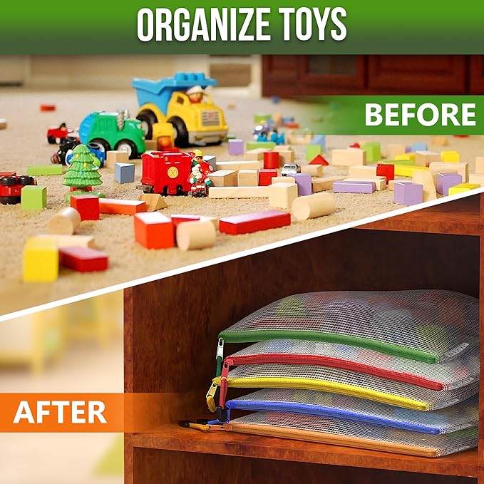 5 Pack Mesh Zipper Pouch Bags A3 - Plastic Zipper Pouches for Organizing 17.7x12.6 inch - Game Storage Bags - Puzzle Organizer Bags - Large Zipper Pouch Bag - Mesh Pouch with Zipper - Puzzle Bags