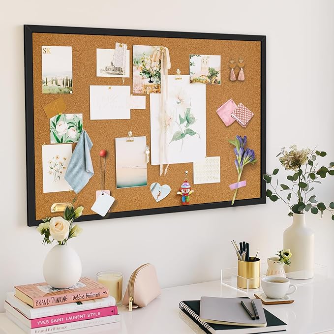 Miratino Large Bulletin Board, 36 "x 24" Cork Boards for Walls with Black Frame, Pin Display Board Vision Board for Home School Office Decor…