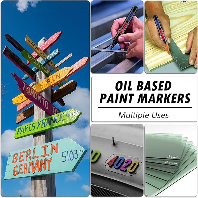 White Paint Pens Paint Markers - 2 Pack Permanent Quick Dry Waterproof Marker Pens for Rocks Wood Fabric Plastic Canvas Glass Mugs Metal Tire Stone