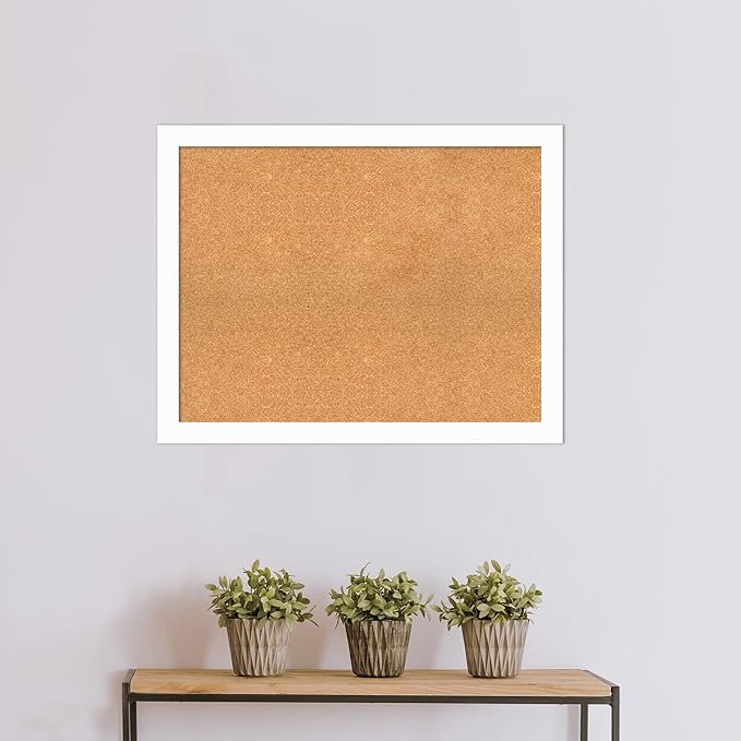 Amanti Art Natural Cork Board for Wall, 29x37 Vision Board with White Frame, Large Corkboard Office Decor for Home Organization, Casual Corkboard Pinboard to Display Items for Home Organization in