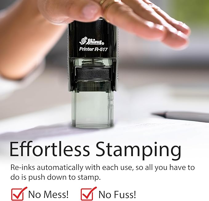 Shiny Pleasure Serving You Stamp, Round Self Inking Stamp for Office and Retail, Red Ink