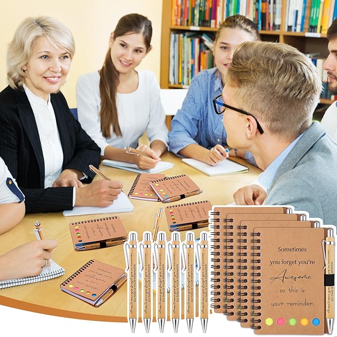 30 Sets Employee Appreciation Gifts Bulk Inspirational Spiral Notebooks with Sticky Notes Motivational Journals Ballpoint Pens Thank You Gifts for Teacher Nurse Coworker (30, Sometimes)
