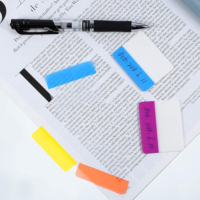 Jovitec 800 Pieces File Tabs Sticky Index Tabs 1 Inch and 2 Inch Writable and Repositionable Filing Tabs Color Tabs for Page Binders Folder Notebooks Book Markers Reading Notes Classify Files