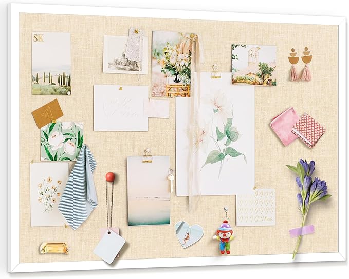 Miratino Large Bulletin Board, 36 /inchesx 24/inches White Cork Boards for Walls with Frame, Pin Display Board Vision Board for Home School Office Decor