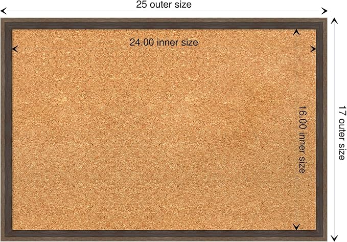 Amanti Art Natural Cork Board for Wall, 17x25 Vision Board with Brown Wood Frame, Medium Corkboard Office Decor for Home Organization, Modern Contemporary Corkboard Pinboard to display items for home
