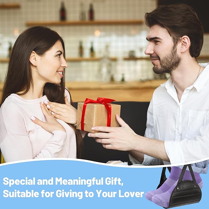 Airplane Foot Hammock Travel Footrest, Leozzo Essentials Airplane Foot Rest to Relax Your Feet, 2 Pack Foot Hammock for Plane Travel,Travel Accessories,Airplane Essentials (Stripe)