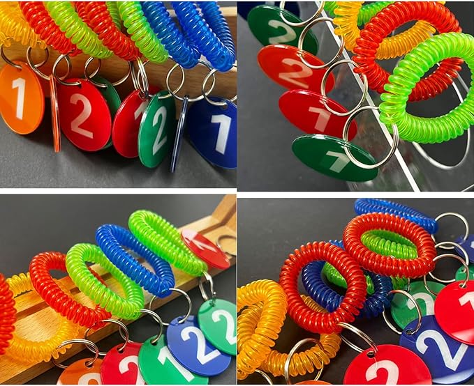 Pack of 36 Colorful Spring Spiral Wrist Coil Key Chain, Wristband Key Ring (Purple)