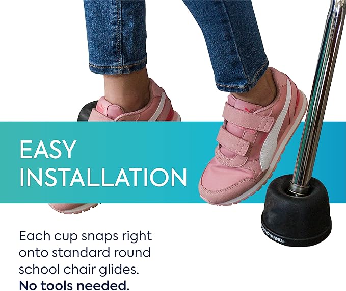 Bouncyband Wiggle Wobble Chair Feet, 10-Pack – Transform a Standard School Chair into a Wobble Chair – Chair Feet for Classroom Help Improve Concentration and Calm Children Aged 3+