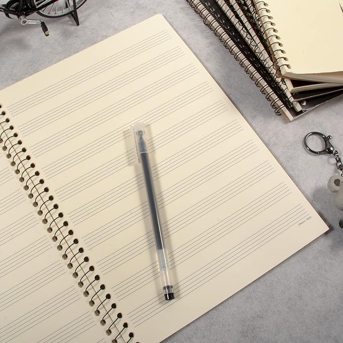 MAXCURY Music Notebook, Blank Sheet Music Notebook, Cardboark Spiral Notebook Manuscript Paper, Composition Staff Paper for Kids, Musician, Students, Piano-Keyboard-Music-Notebook 100 Pages 26x19cm