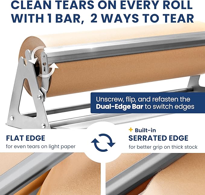 DIY Crew 18 Inch Paper Roll Dispenser and Cutter - Heavy-Duty Wall Mountable, Non Slip Tabletop - Kraft, Freezer, Butcher Paper - Up to 1000ft Rolls