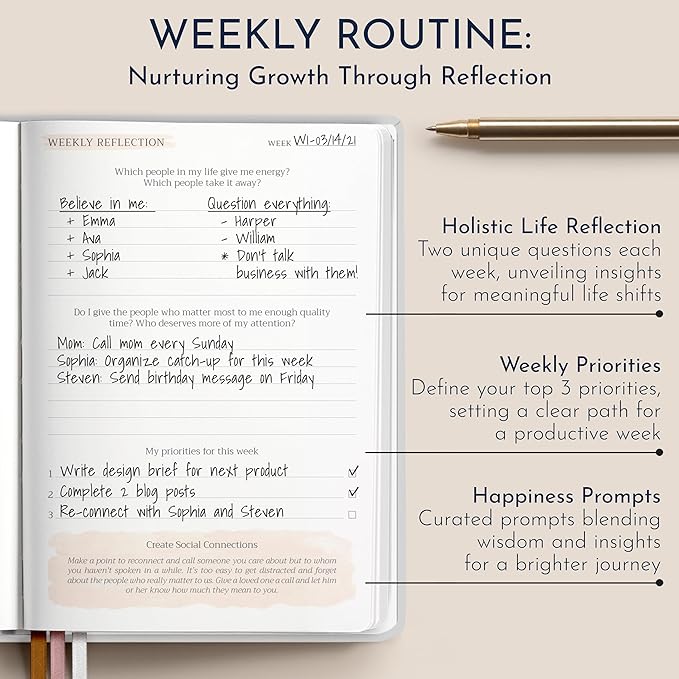RYVE Daily Gratitude Journal for Women: 6-Month Guided Positivity & Wellness Journal with Prompts - Affirmation, Mindfulness, Self Help & Reflection, Gratitude Journal Notebook, Manifestation Journal