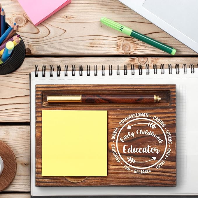 Early Childhood Educator Sticky Note Holder, Thank You Gifts for Kindergarten Teachers, Appreciation Gifts for ECE Daycare Teacher Babysitter Self-Stick Note Pad Holders Desk Organizer TZP18