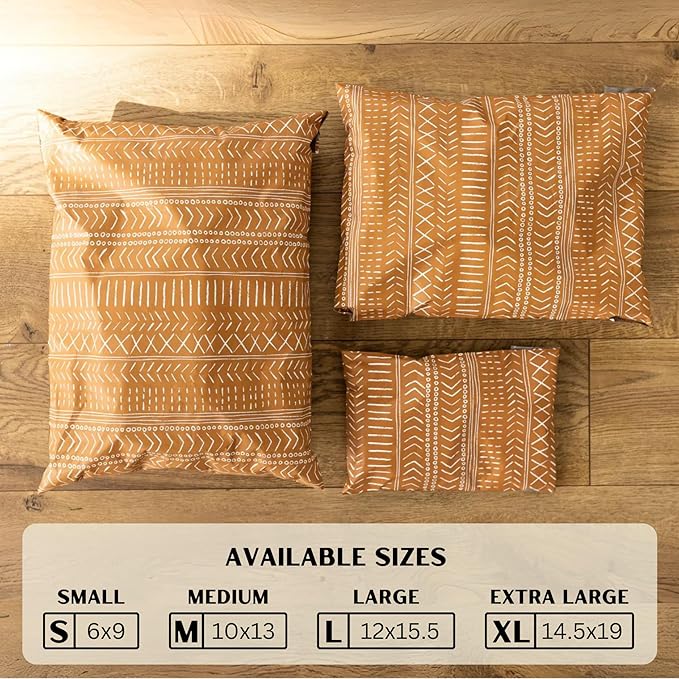 Poly Mailers 10x13 Inch 50 Pack Medium Shipping Bags Strong Thick Mailing Envelopes | Self Sealing Adhesive | Waterproof & Tear Resistant | Small Business Packaging for Clothing - Boho Brown