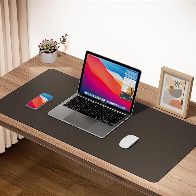 ‎Boutilon Leather Desk Pad 30" x14",Non-Slip Mouse Pad,Office Desk Mat,Waterprooft PU Leather Desk Blotter,Desk Pad Protector,Desk Writing Pad for Home Office Decor (M-Coffee)