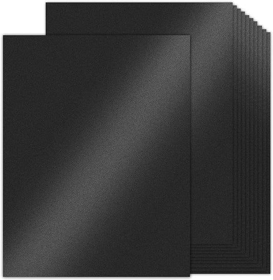 24 Sheets Black Shimmer Cardstock 8.5 x 11 Metallic Paper, Goefun 80lb Card Stock Letter Size Sheets for Halloween, Invitations, Scrapbooking, Crafts, Graduations