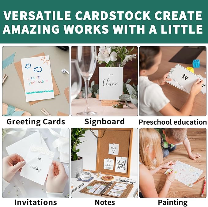 50 Sheets White Cards Blank - 5''x7'' White Card Stock 200gsm/75lb Thick Paper Cardstock, Heavy CardStock Blank for Wedding Invitations, Index Cards, Greeting, Note - PAP07200050