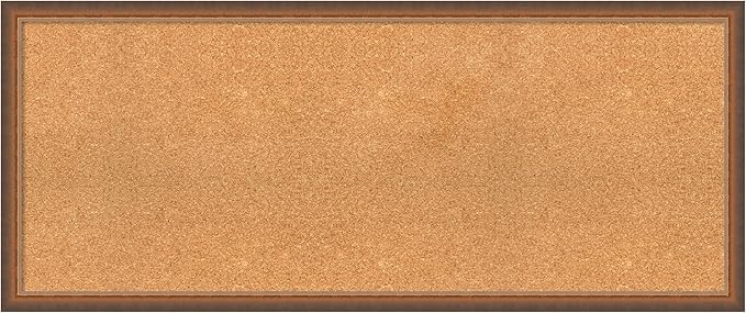 Amanti Art Natural Cork Board for Wall, 20x48 Vision Board with Bronze Frame, Oversize Corkboard Office Decor for Home Organization, Modern Corkboard Pinboard to Display Items for Home Organization