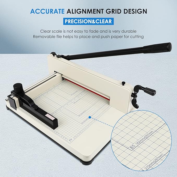 Heavy Duty Paper Cutter, 12" Guillotine Paper Cutter, Cortadora de Papel 500 Sheets Paper Trimmer with Double Safety Protection&Durable HSS Blade for Cutting Paper, Leather, PVC,Non-Woven Fabrics