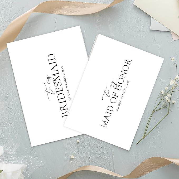 LADY&HOME To My Bridesmaid On My Wedding Day Card,Bridesmaid Thank You Card Wedding Day Bridesmaid Proposal (Black Foil,6 Pack)