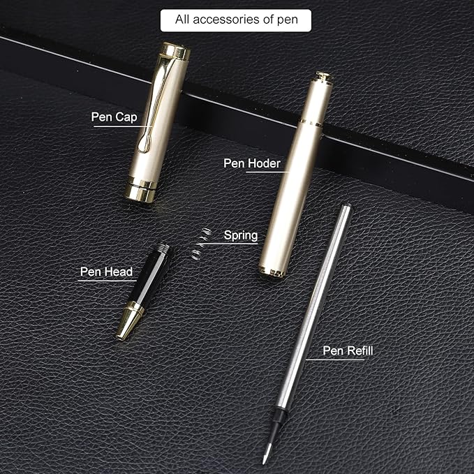 YIVONKA Luxury Ballpoint Pens Best Ball Pen Gift Set for Men & Women Professional Executive Office Nice BallPens Classy Gift Box Ballpoint Black Refill Line width 0.5mm (2 gold)