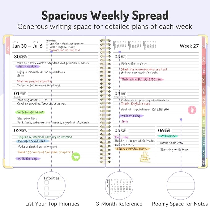 Jul 2025 - Dec 2026 Planner, Forvencer Academic Planner 2025-2026, 18 Month Daily Planner, 6" x 8", Weekly & Monthly Agenda Book, Hardcover Calendar Book, School Supplies for Student Teacher, Beige
