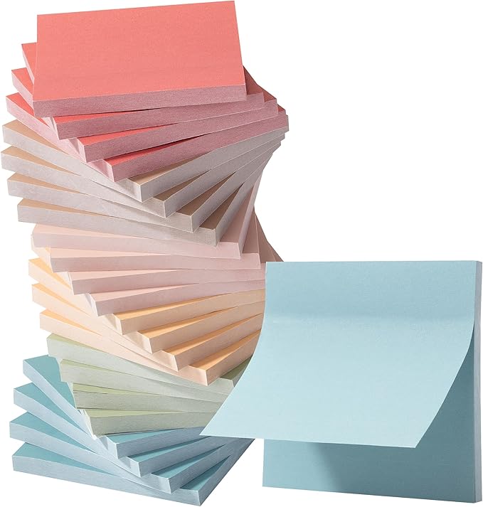 Mr. Pen- Sticky Notes, 3”x3”, 24 Pads, Vintage Colors Sticky Notes, Sticky Note, Self-Stick Note Pads, Sticky Pads Sticky Notes Aesthetic, Colorful Sticky Notes, Sticky Notes Bulk, Bulk Sticky Notes