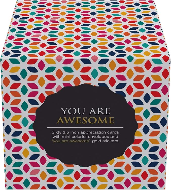 Dessie 60 Inspirational Cards With Envelopes 3.5x3.5. You Are Awesome Seals for Appreciation, Encouragement,Gratitude, Positive Affirmations, Thoughtful Gifts. Post-it Note Size.