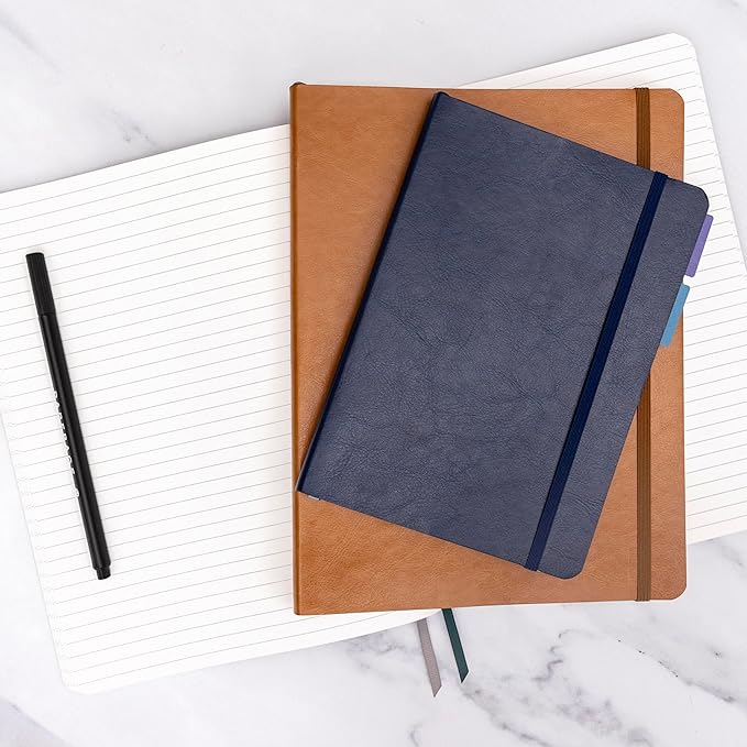 PAPERAGE Softcover Lined Journal Notebook (Dark Green), 176 Pages, Large B5 College Ruled Notebook, 7.6 inches x 10 inches - 100 GSM Thick Premium Paper, Soft Vegan Leather Journal for Home, Work & School