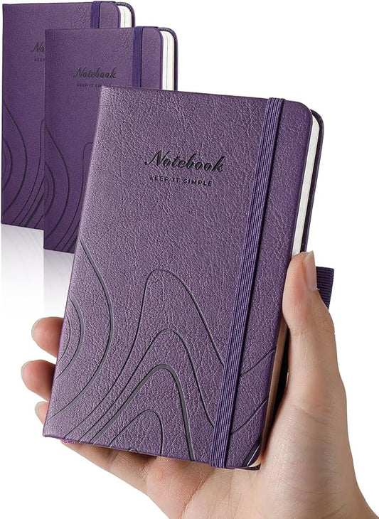 AISBUGUR Pocket Notebook, Small Notebook, 2-Pack Total 320 Pages,3.7" x 5.7" Pocket Notebook (2 Pack, Purple)