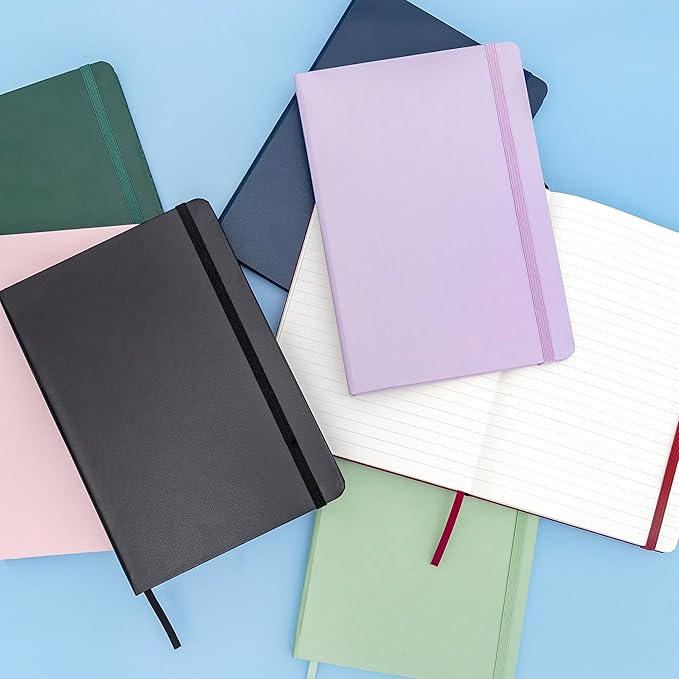 PAPERAGE Lined Journal Notebook, 10 Pack, (Blush), 160 Pages, Medium 5.6 in x 8 in - 100 GSM Thick Paper – Hardcover Journaling Notebook for Work, School & Note Taking