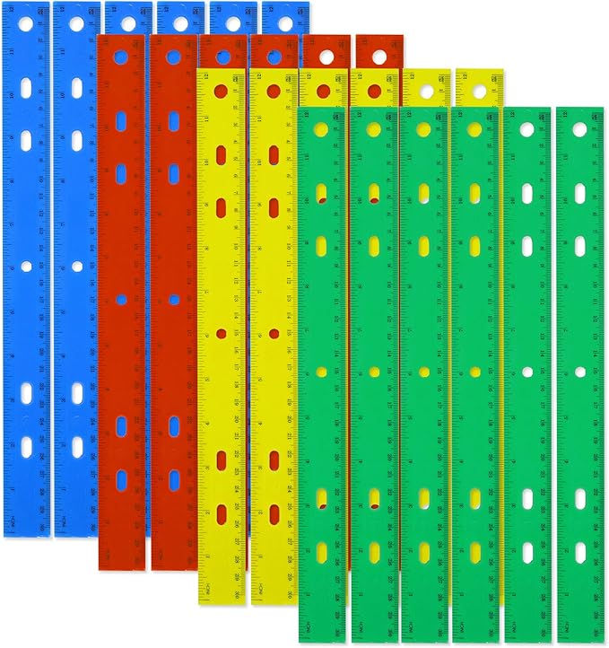 24 Pack Rulers Bulk for Classroom Supplies, Kids | 12 Inch Rulers with Imperial (US Inches) and Metric (CM/Millimeter) Measure for Teachers, Students