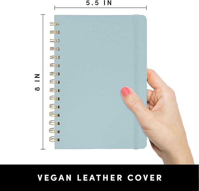 PAPERAGE Lined Spiral Journal Notebook, (Slate Blue), 160 Pages, Medium 5.5 inches x 8 inches - 100 GSM Thick Paper, Hardcover, Double-Wire Spiral Journal & Notebook