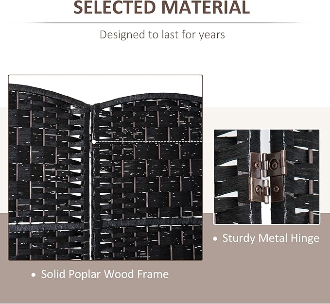 NicBex Room Divider 3 Panel Room Dividers with Wicker Weave Design Partition Room Dividers and Folding Privacy Screens 6 FT Wall Divider for Office, Room Separation,53.25"W x 0.75"D x 70.75"H, Black
