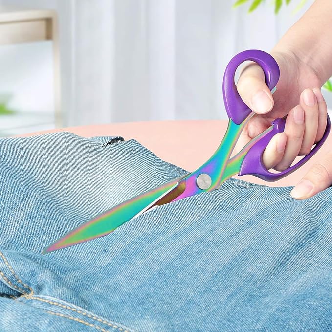 Titanium Coating Sewing Scissors Bundle, Professional Fabric Scissors Set, Ultra-Sharp Stainless Steel Blades, Ergonomic Handle, Great for Tailor, Embroidery, Craft, 9.1"/8.4"/5.5"/4.4"