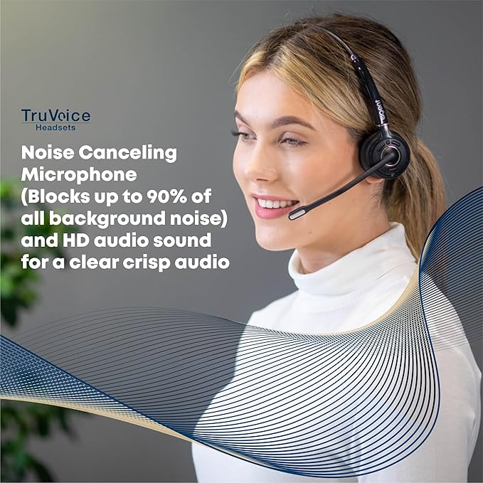 TruVoice Agent AW50 Wireless Headsets Training Solution for All Desk Phones with a Headset Port - Allows 2 Users to be on a Phone Call at The Same time for Supervising | Coaching Purposes.