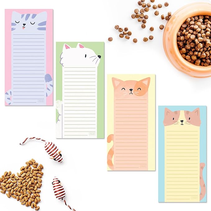 Sweetzer & Orange S&O Magnetic Notepads for Refrigerator 4 Pack, Sticky notes for Fridge Sets - Sticky Journals for Freezer - Magnetized memo sheets for cooler - 3.5” x 7”, 45 Pages