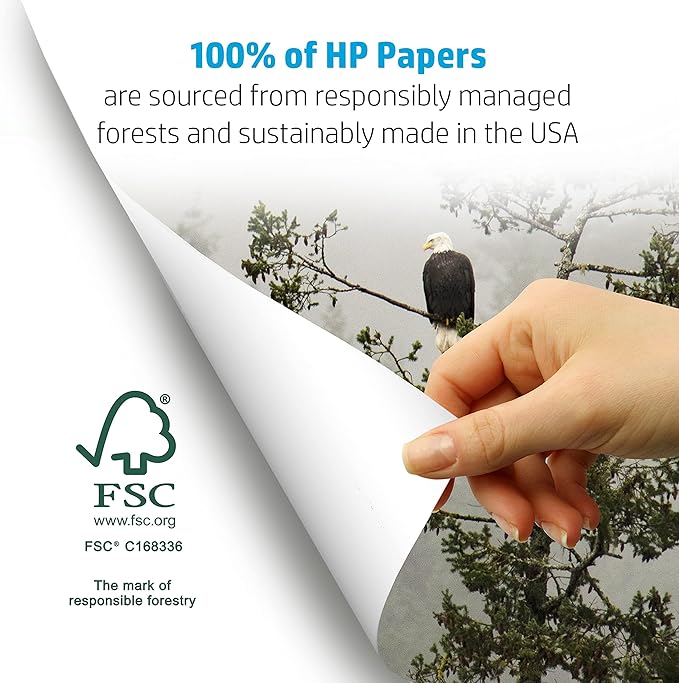 HP Paper Printer Paper 8.5x11 Office 20 lb 5 Ream Case 2500 Sheets 92 Bright Made in USA FSC Certified Copy Paper HP Compatible 112150C