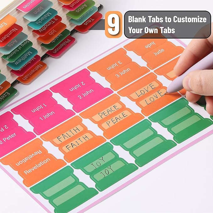 Mr. Pen- Bible Tabs, 75 Tabs, Neon Laminated Bible Tabs for Women and Men, Bible Tabs for Study Bible, Bible Index Tabs, Bible Book Tabs, Bible Labels Tabs, Bible Tabs