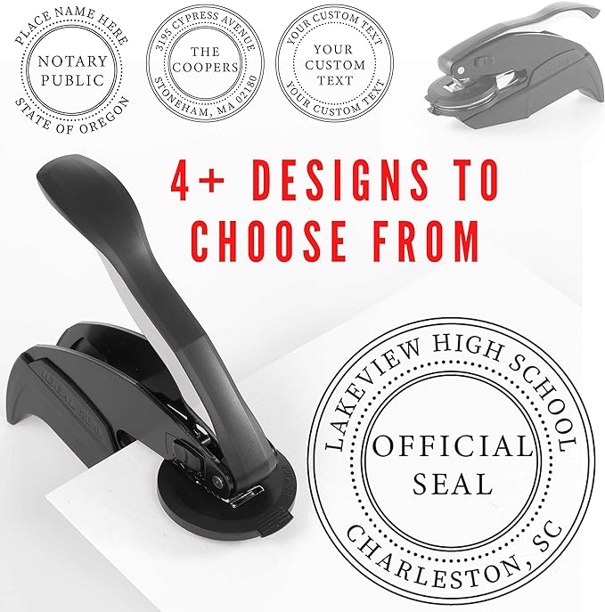 Official Seal Embosser - Custom Notary Embosser, Book & Library Stamp, 1 5/8