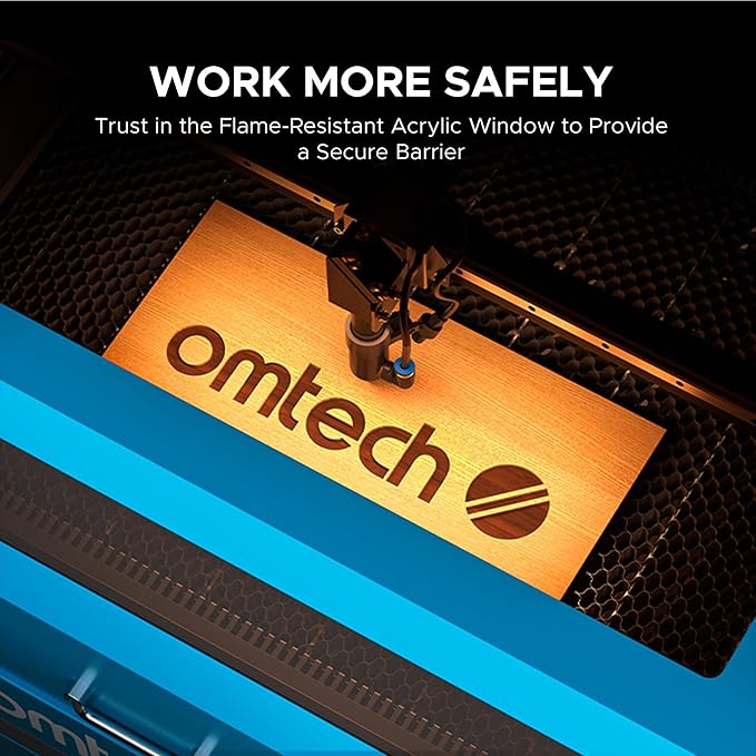 OMTech 90W CO2 Laser Engraver with LightBurn, 28"x20" Cutting & Engraving Machine with Air Assist, 4-Way Pass, Caster Wheels, RDWorks, for Wood, Glass, Acrylic & More