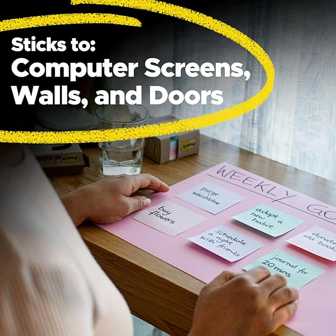 Post-it 100% Recycled Paper Super Sticky Pop-up Notes, 18 Sticky Note Pads, 3 in. x 3 in., Sticky Notes for Vertical Surfaces, Monitors, Walls and Windows, Wanderlust Pastels Collection
