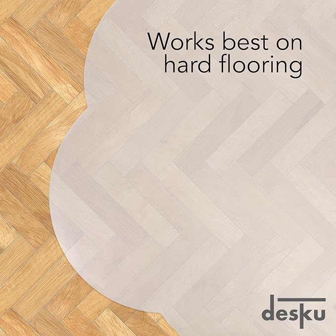 DESKU Flower Power Desk Chair Mat – Heavy-Duty PVC Mats for Hard Floor Protection, Clear, 48 x 49 Inches, Made in The USA