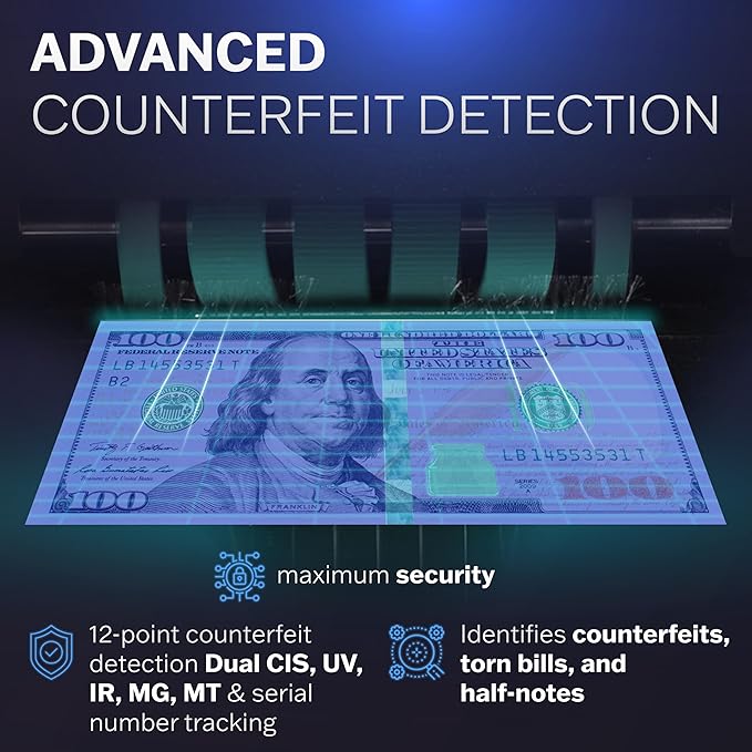 Bank Grade Mixed Denomination Bill Counter and Sorter CR2500 with Printer - Full Spectrum Counterfeit Detection PC Suite 2 Year Warranty (CR2500)